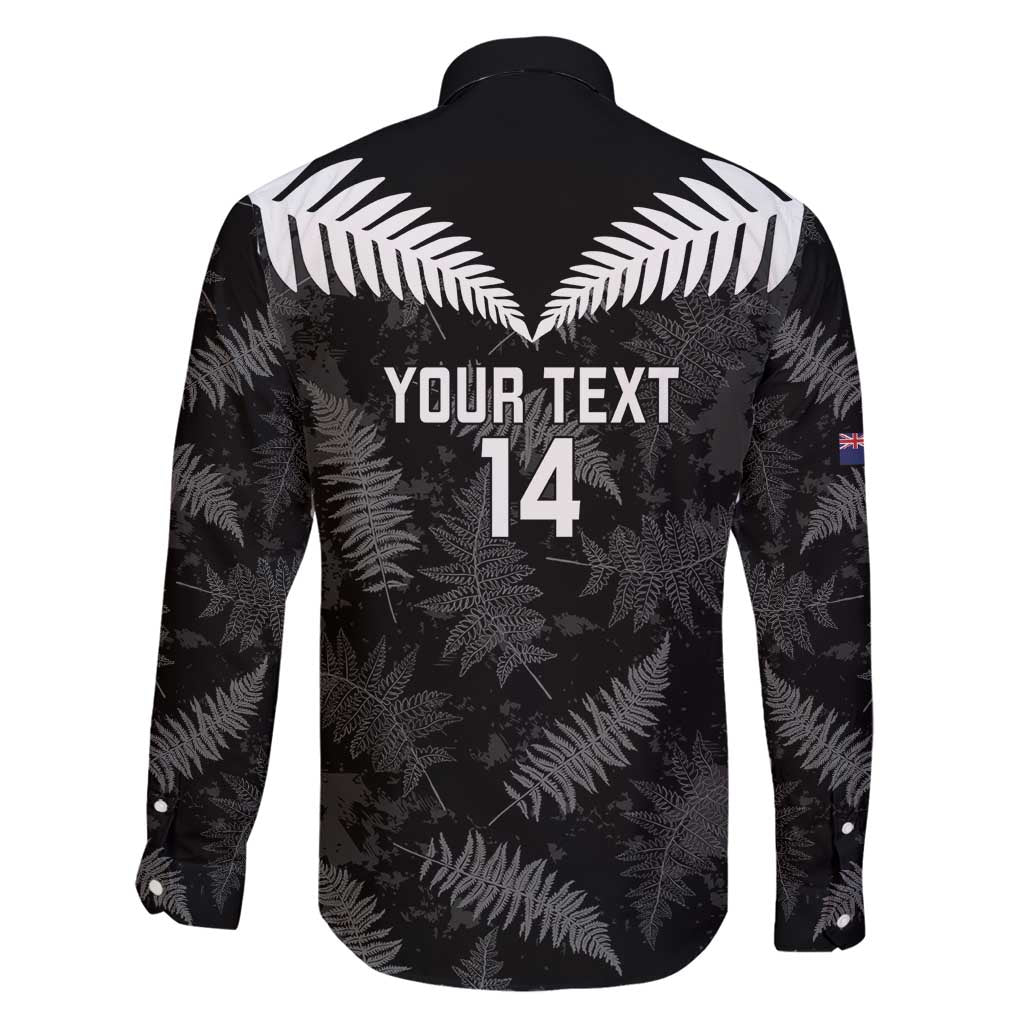 Custom New Zealand Silver Fern Football Family Matching Off Shoulder Short Dress and Hawaiian Shirt Go Aotearoa Grunge Black - Aussie Hoodie