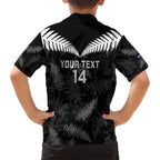 Custom New Zealand Silver Fern Football Family Matching Puletasi and Hawaiian Shirt Go Aotearoa Grunge Black - Aussie Hoodie