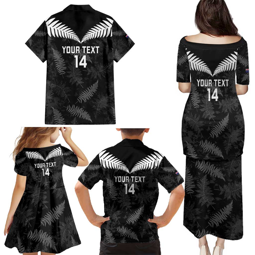Custom New Zealand Silver Fern Football Family Matching Puletasi and Hawaiian Shirt Go Aotearoa Grunge Black - Aussie Hoodie