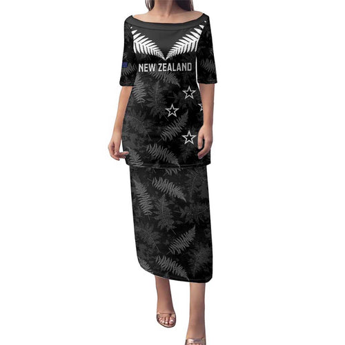 Custom New Zealand Silver Fern Football Family Matching Puletasi and Hawaiian Shirt Go Aotearoa Grunge Black - Aussie Hoodie