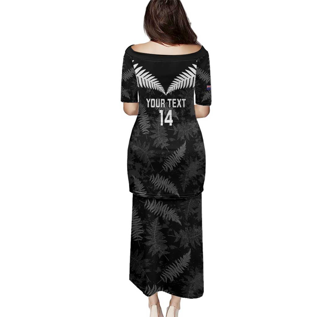 Custom New Zealand Silver Fern Football Family Matching Puletasi and Hawaiian Shirt Go Aotearoa Grunge Black - Aussie Hoodie