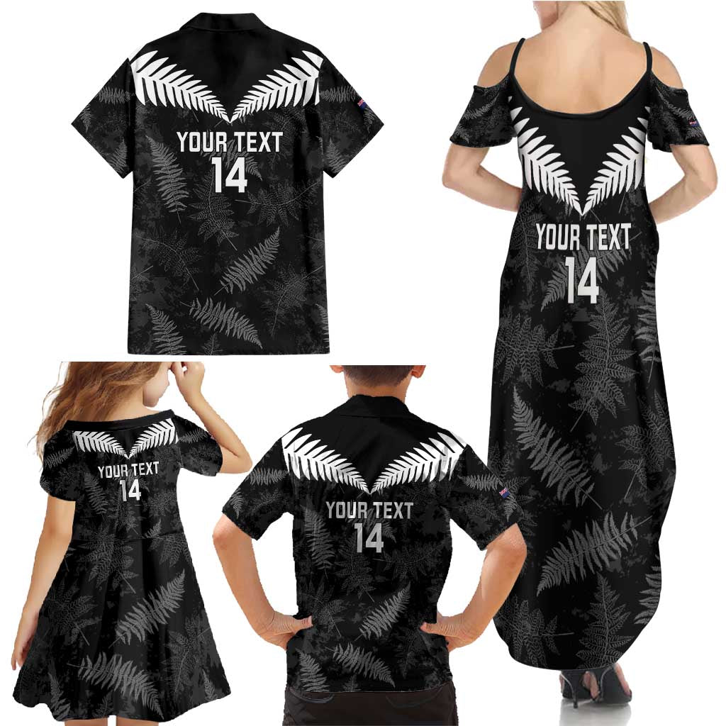 Custom New Zealand Silver Fern Football Family Matching Summer Maxi Dress and Hawaiian Shirt Go Aotearoa Grunge Black - Aussie Hoodie