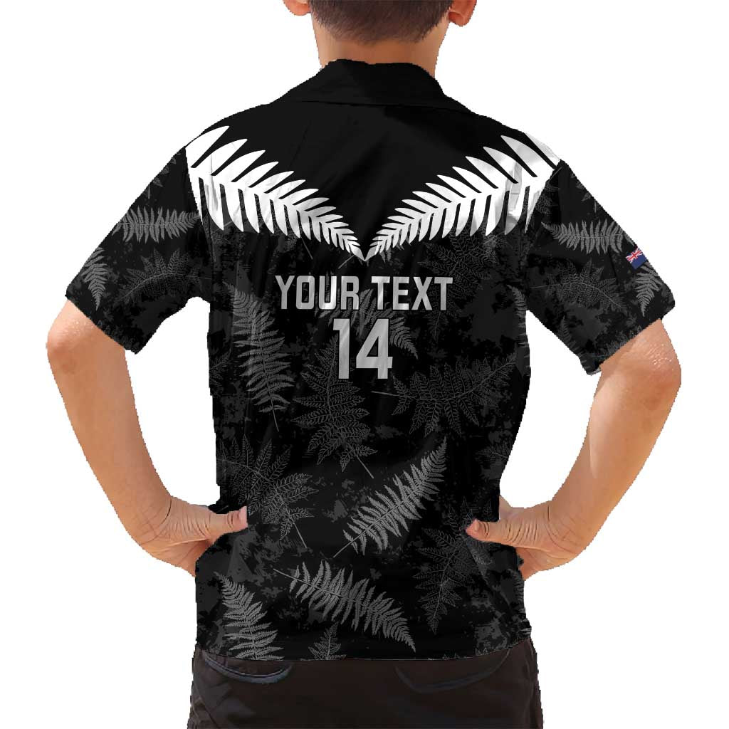 Custom New Zealand Silver Fern Football Family Matching Tank Maxi Dress and Hawaiian Shirt Go Aotearoa Grunge Black - Aussie Hoodie