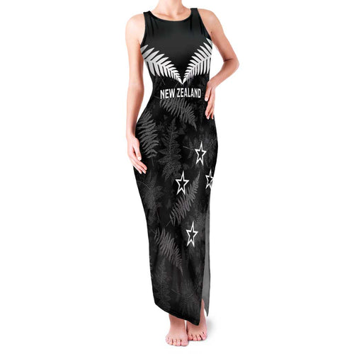 Custom New Zealand Silver Fern Football Family Matching Tank Maxi Dress and Hawaiian Shirt Go Aotearoa Grunge Black - Aussie Hoodie