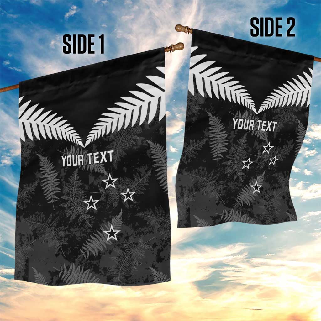 Custom New Zealand Silver Fern Football Garden Flag Go Aotearoa Grunge Black - Aussie Hoodie