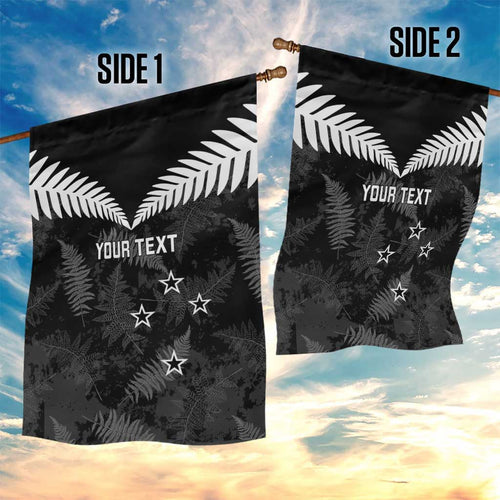 Custom New Zealand Silver Fern Football Garden Flag Go Aotearoa Grunge Black - Aussie Hoodie