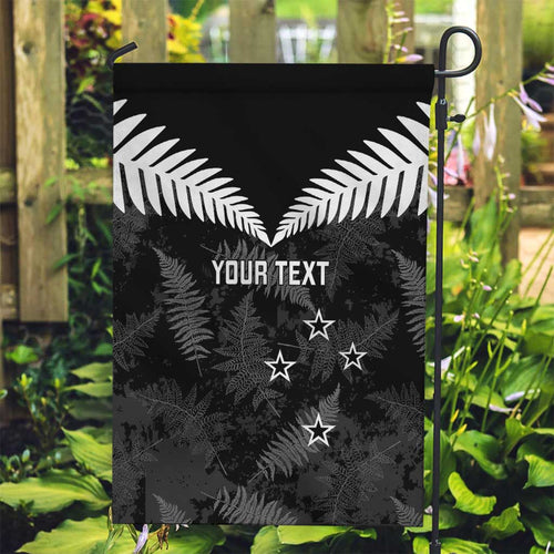 Custom New Zealand Silver Fern Football Garden Flag Go Aotearoa Grunge Black - Aussie Hoodie