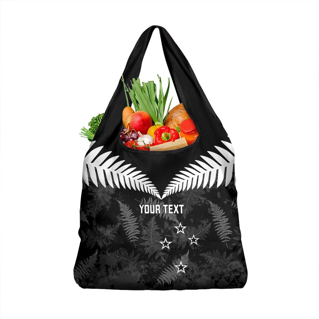 Custom New Zealand Silver Fern Football Grocery Bag Go Aotearoa Grunge Black - Aussie Hoodie