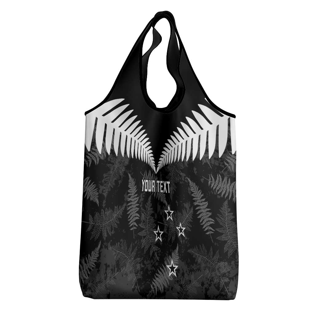 Custom New Zealand Silver Fern Football Grocery Bag Go Aotearoa Grunge Black - Aussie Hoodie