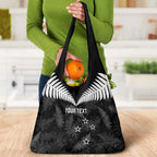 Custom New Zealand Silver Fern Football Grocery Bag Go Aotearoa Grunge Black - Aussie Hoodie