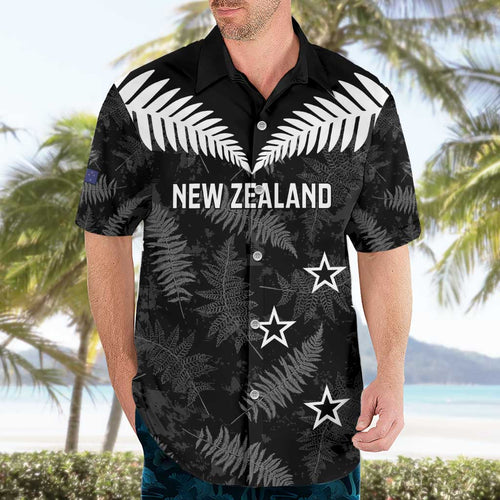 Custom New Zealand Silver Fern Football Hawaiian Shirt Go Aotearoa Grunge Black - Aussie Hoodie