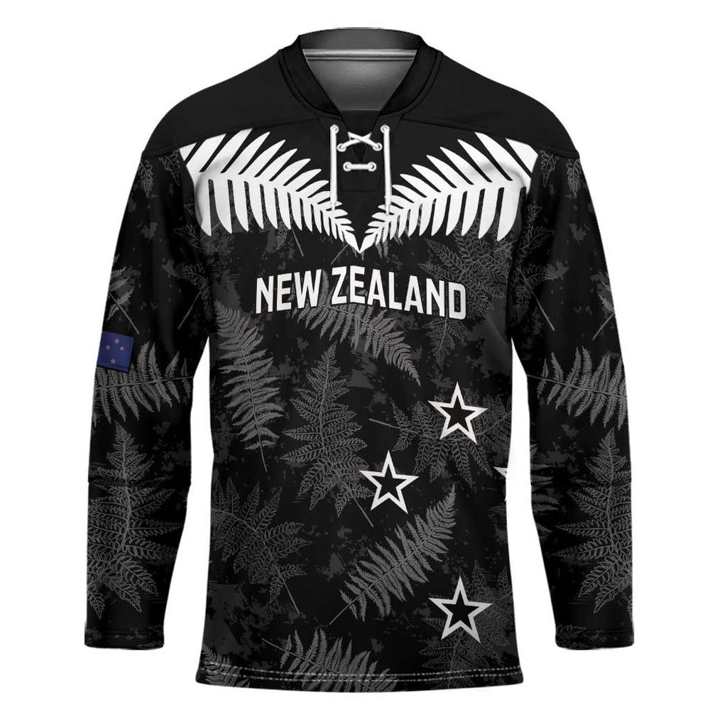 Custom New Zealand Silver Fern Football Hockey Jersey Go Aotearoa Grunge Black - Aussie Hoodie
