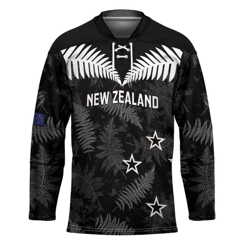 Custom New Zealand Silver Fern Football Hockey Jersey Go Aotearoa Grunge Black - Aussie Hoodie