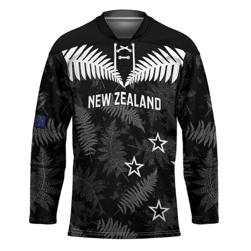 Custom New Zealand Silver Fern Football Hockey Jersey Go Aotearoa Grunge Black - Aussie Hoodie