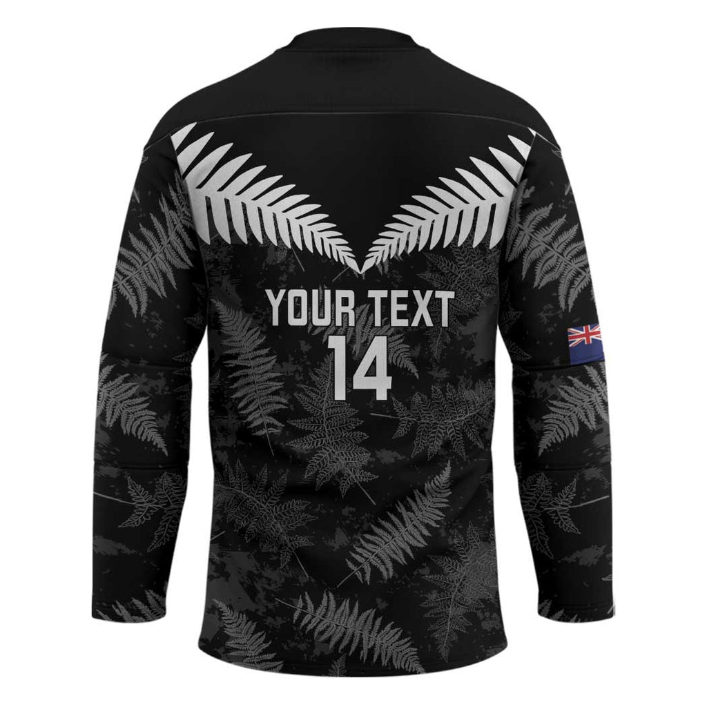Custom New Zealand Silver Fern Football Hockey Jersey Go Aotearoa Grunge Black - Aussie Hoodie