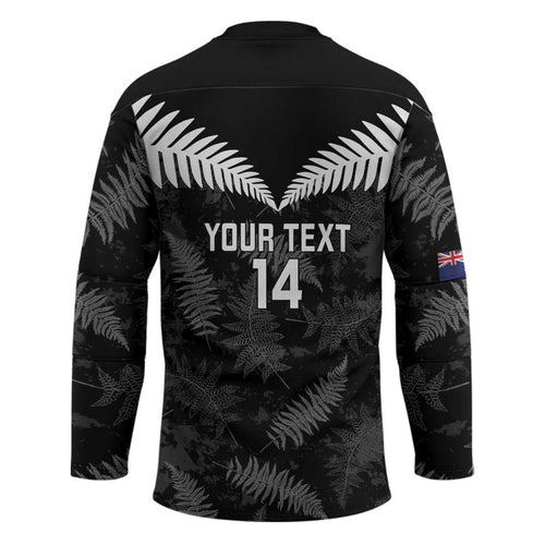 Custom New Zealand Silver Fern Football Hockey Jersey Go Aotearoa Grunge Black - Aussie Hoodie
