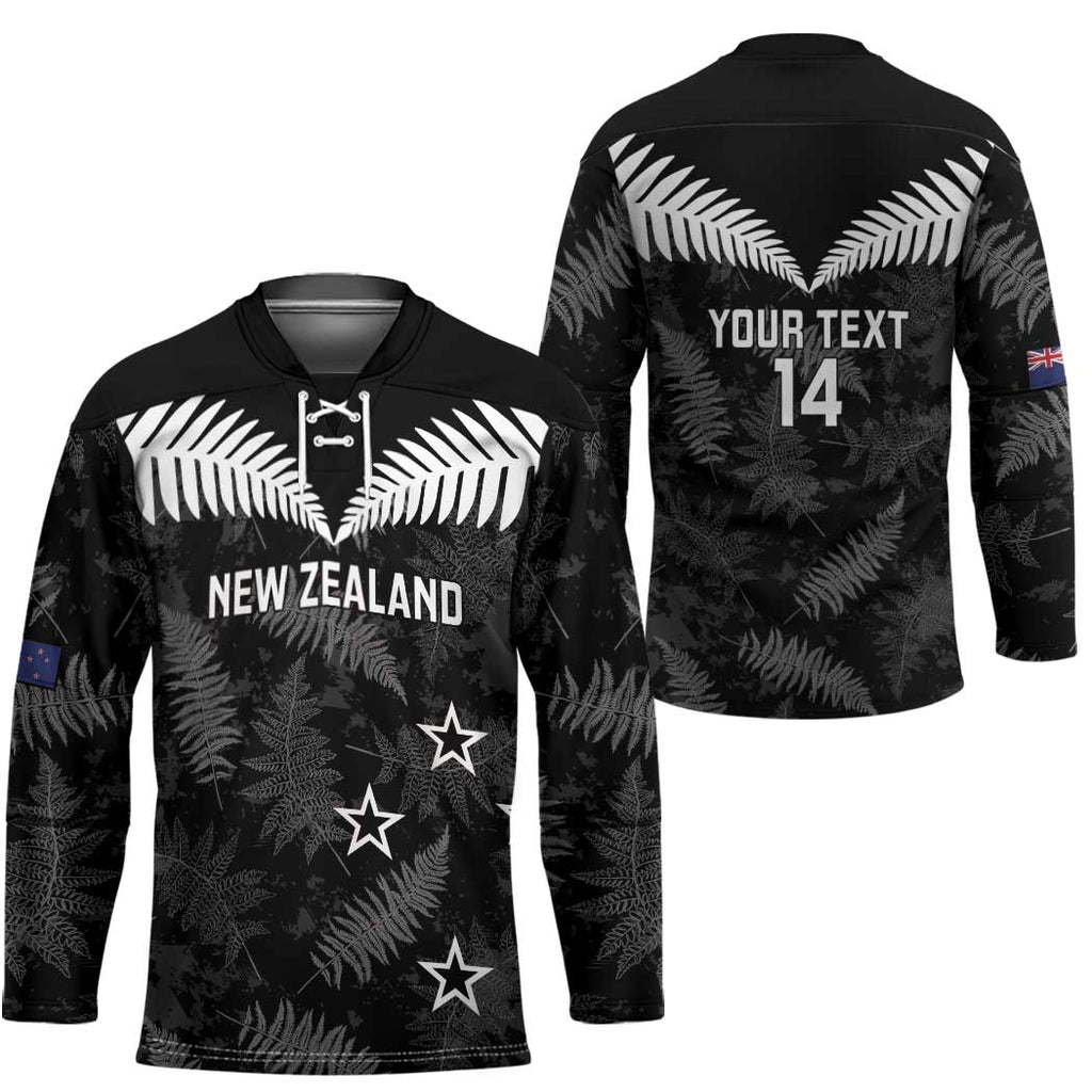 Custom New Zealand Silver Fern Football Hockey Jersey Go Aotearoa Grunge Black - Aussie Hoodie