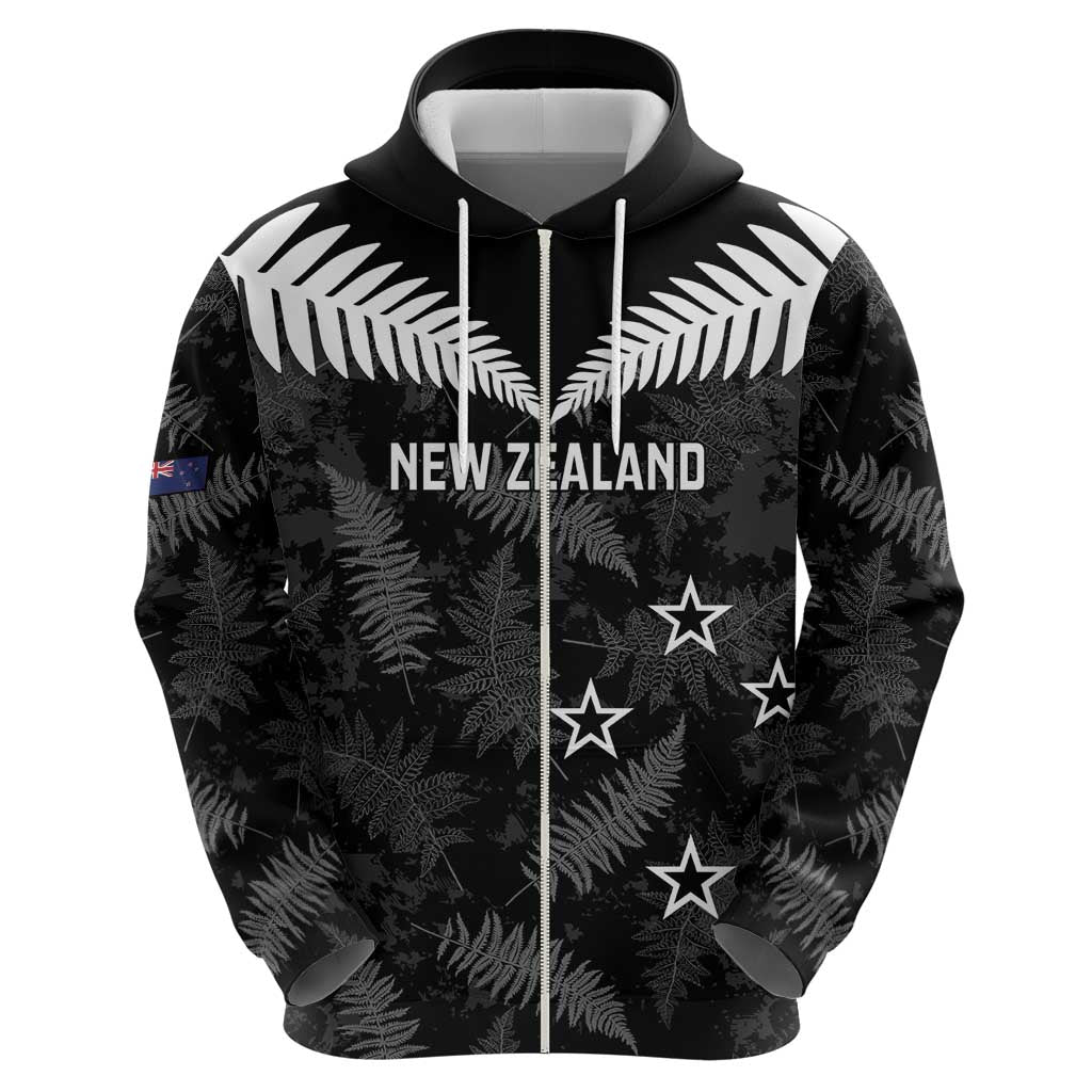 Custom New Zealand Silver Fern Football Hoodie Go Aotearoa Grunge Black - Aussie Hoodie