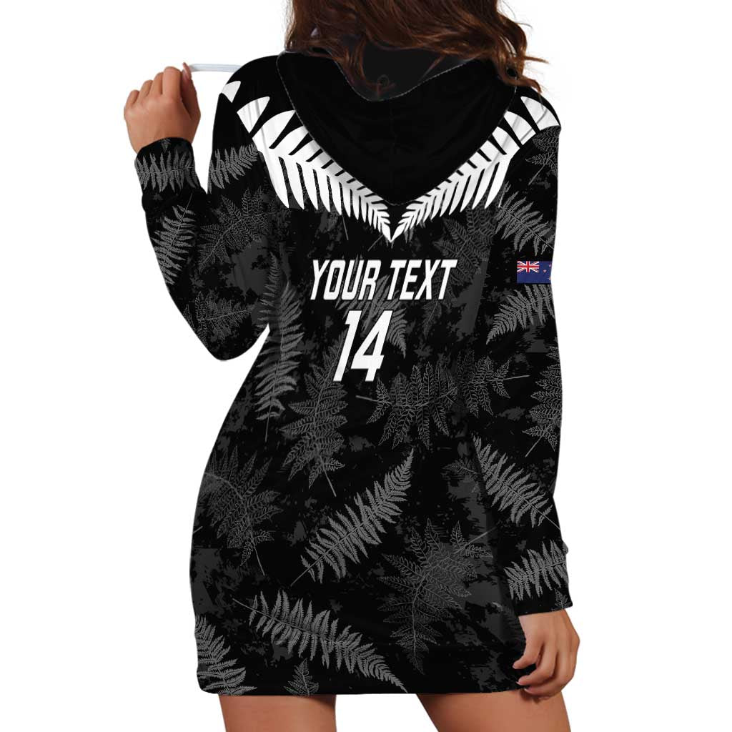 Custom New Zealand Silver Fern Football Hoodie Dress Go Aotearoa Grunge Black - Aussie Hoodie