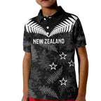 Custom New Zealand Silver Fern Football Kid Polo Shirt Go Aotearoa Grunge Black - Aussie Hoodie
