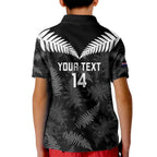 Custom New Zealand Silver Fern Football Kid Polo Shirt Go Aotearoa Grunge Black - Aussie Hoodie