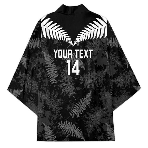 Custom New Zealand Silver Fern Football Kimono Go Aotearoa Grunge Black - Aussie Hoodie