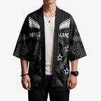 Custom New Zealand Silver Fern Football Kimono Go Aotearoa Grunge Black - Aussie Hoodie