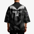 Custom New Zealand Silver Fern Football Kimono Go Aotearoa Grunge Black - Aussie Hoodie