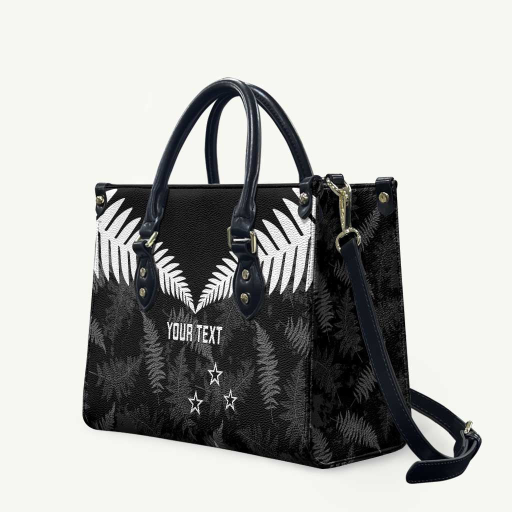 Custom New Zealand Silver Fern Football Leather Bag Go Aotearoa Grunge Black - Aussie Hoodie