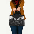 Custom New Zealand Silver Fern Football Leather Bag Go Aotearoa Grunge Black - Aussie Hoodie