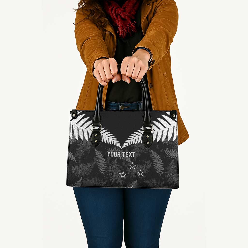 Custom New Zealand Silver Fern Football Leather Bag Go Aotearoa Grunge Black - Aussie Hoodie