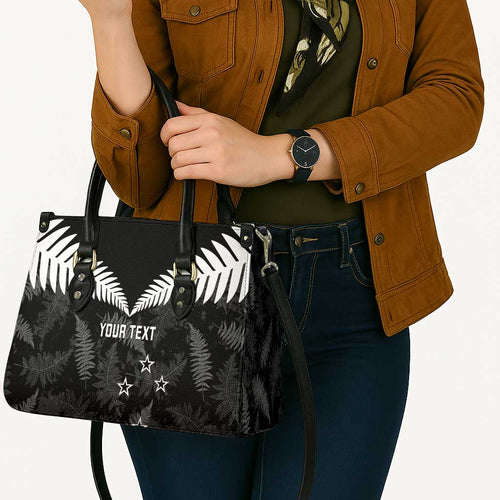 Custom New Zealand Silver Fern Football Leather Bag Go Aotearoa Grunge Black - Aussie Hoodie