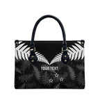Custom New Zealand Silver Fern Football Leather Bag Go Aotearoa Grunge Black - Aussie Hoodie
