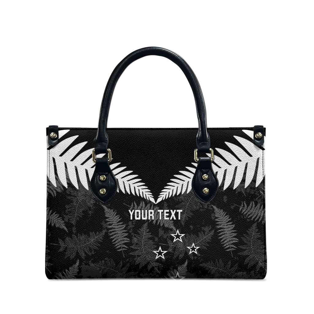 Custom New Zealand Silver Fern Football Leather Bag Go Aotearoa Grunge Black - Aussie Hoodie