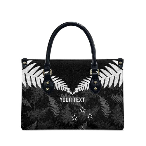Custom New Zealand Silver Fern Football Leather Bag Go Aotearoa Grunge Black - Aussie Hoodie