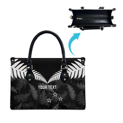 Custom New Zealand Silver Fern Football Leather Bag Go Aotearoa Grunge Black - Aussie Hoodie