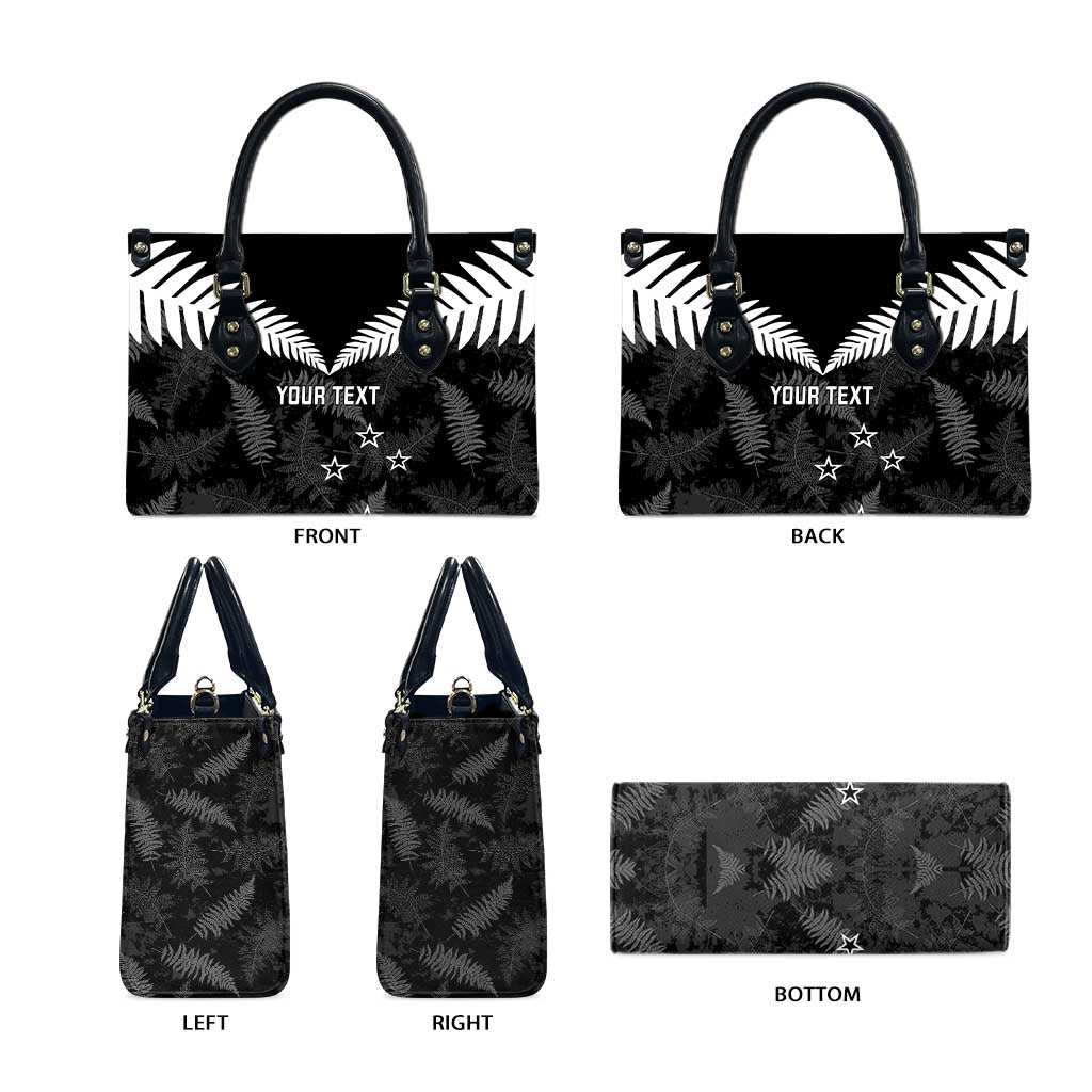 Custom New Zealand Silver Fern Football Leather Bag Go Aotearoa Grunge Black - Aussie Hoodie