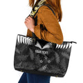 Custom New Zealand Silver Fern Football Leather Tote Bag Go Aotearoa Grunge Black - Aussie Hoodie