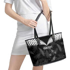 Custom New Zealand Silver Fern Football Leather Tote Bag Go Aotearoa Grunge Black - Aussie Hoodie