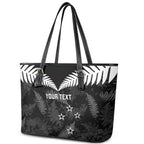 Custom New Zealand Silver Fern Football Leather Tote Bag Go Aotearoa Grunge Black - Aussie Hoodie
