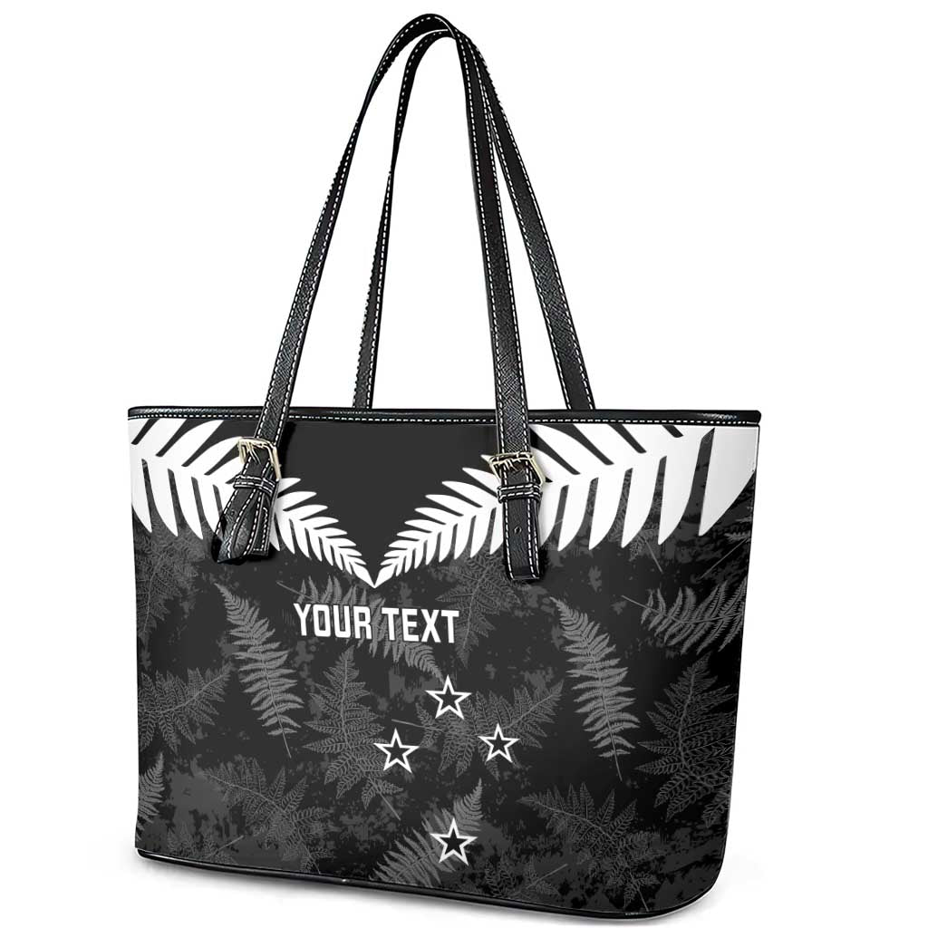Custom New Zealand Silver Fern Football Leather Tote Bag Go Aotearoa Grunge Black - Aussie Hoodie