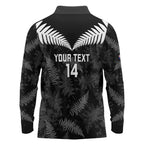 Custom New Zealand Silver Fern Football Long Sleeve Polo Shirt Go Aotearoa Grunge Black - Aussie Hoodie