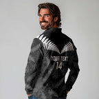 Custom New Zealand Silver Fern Football Long Sleeve Polo Shirt Go Aotearoa Grunge Black - Aussie Hoodie