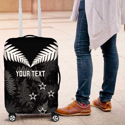 Custom New Zealand Silver Fern Football Luggage Cover Go Aotearoa Grunge Black - Aussie Hoodie