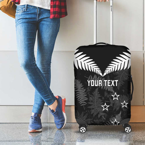 Custom New Zealand Silver Fern Football Luggage Cover Go Aotearoa Grunge Black - Aussie Hoodie