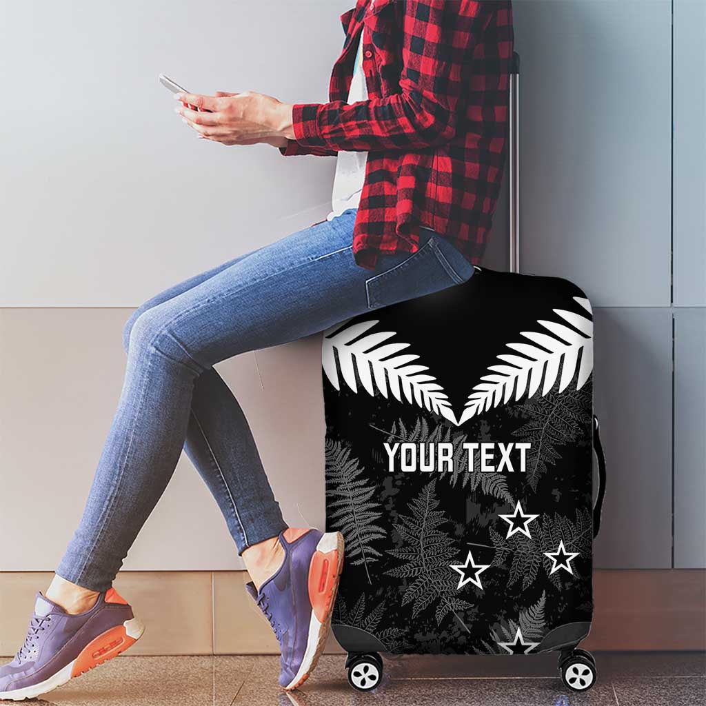 Custom New Zealand Silver Fern Football Luggage Cover Go Aotearoa Grunge Black - Aussie Hoodie