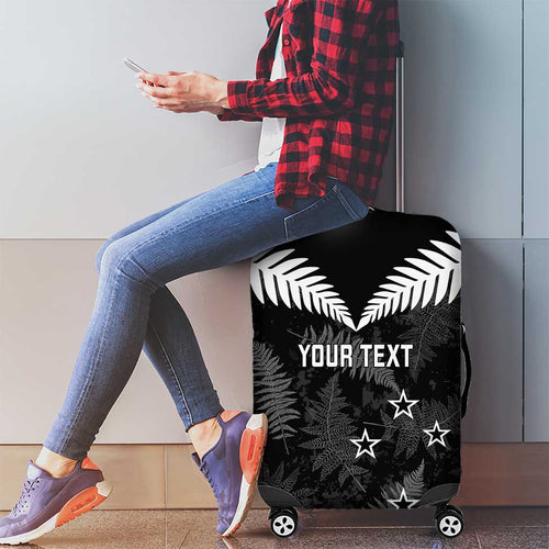Custom New Zealand Silver Fern Football Luggage Cover Go Aotearoa Grunge Black - Aussie Hoodie