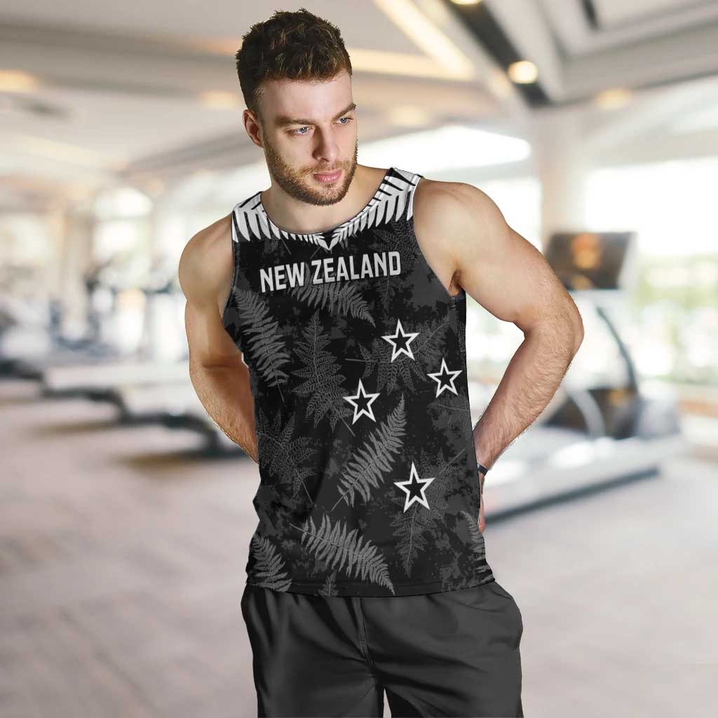Custom New Zealand Silver Fern Football Men Tank Top Go Aotearoa Grunge Black - Aussie Hoodie