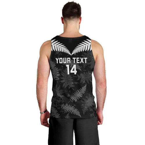 Custom New Zealand Silver Fern Football Men Tank Top Go Aotearoa Grunge Black - Aussie Hoodie