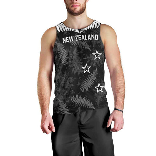 Custom New Zealand Silver Fern Football Men Tank Top Go Aotearoa Grunge Black - Aussie Hoodie